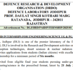 DLJ DRDO Paid Internship Offline Form 2025