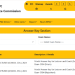 RPSC Lecturer and Coach Answer Key 2025