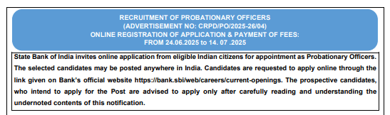 SBI PO Online Form 2025