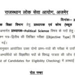 RPSC 1st Grade Political Science Result