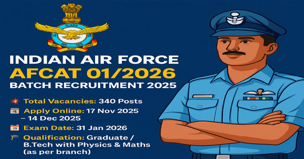 Indian Air Force AFCAT 01/2026 Batch Recruitment 2025