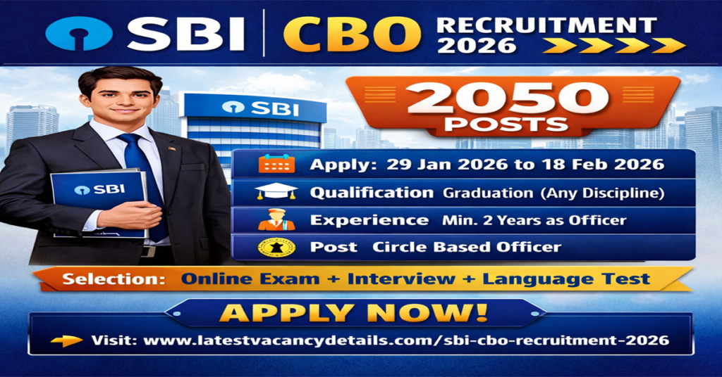 SBI Circle Based Officer CBO Recruitment 2026 Apply Online For 2050 Posts