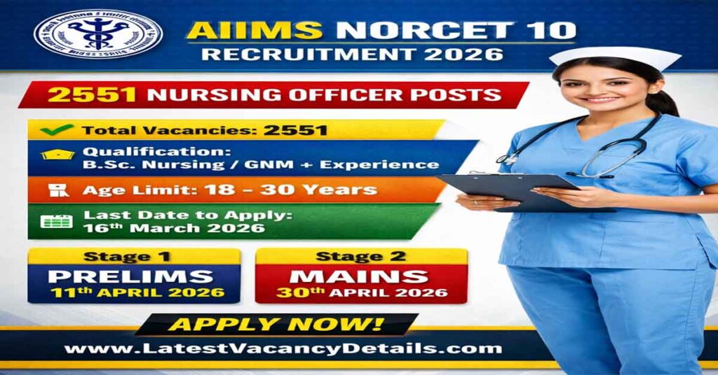 AIIMS NORCET 10 Nursing Officer Recruitment 2026 Notification